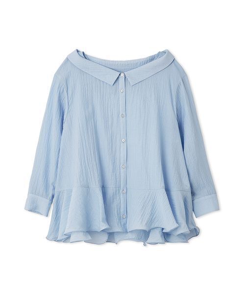 CELFORD（セルフォード）の「ラッフルヘムロングブラウス（シャツ/ブラウス・レディース・サックスブルー/オフホワイト・F）」の2枚目の写真