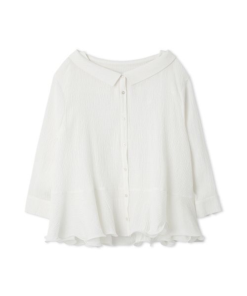 CELFORD（セルフォード）の「ラッフルヘムロングブラウス（シャツ/ブラウス・レディース・サックスブルー/オフホワイト・F）」の3枚目の写真