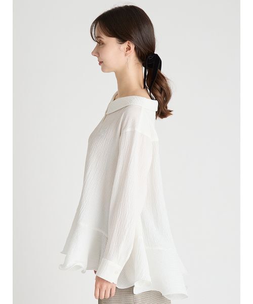 CELFORD（セルフォード）の「ラッフルヘムロングブラウス（シャツ/ブラウス・レディース・サックスブルー/オフホワイト・F）」の5枚目の写真