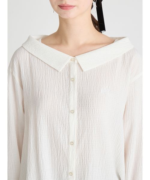 CELFORD（セルフォード）の「ラッフルヘムロングブラウス（シャツ/ブラウス・レディース・サックスブルー/オフホワイト・F）」の6枚目の写真