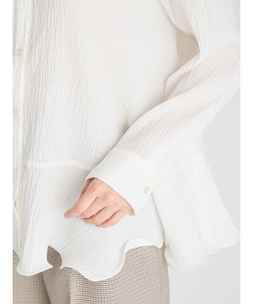 CELFORD（セルフォード）の「ラッフルヘムロングブラウス（シャツ/ブラウス・レディース・サックスブルー/オフホワイト・F）」の7枚目の写真