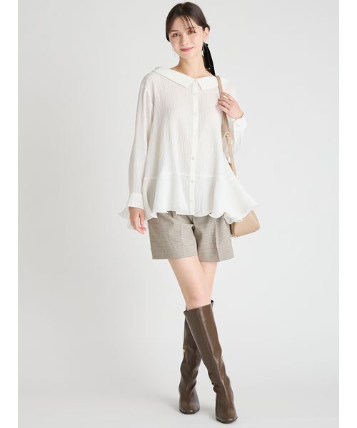 CELFORD（セルフォード）の「ラッフルヘムロングブラウス（シャツ/ブラウス・レディース・サックスブルー/オフホワイト・F）」の12枚目の写真