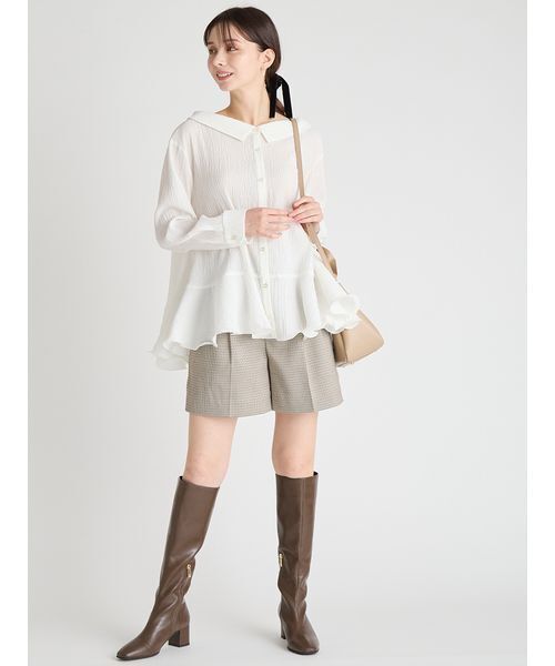 CELFORD（セルフォード）の「ラッフルヘムロングブラウス（シャツ/ブラウス・レディース・サックスブルー/オフホワイト・F）」の13枚目の写真