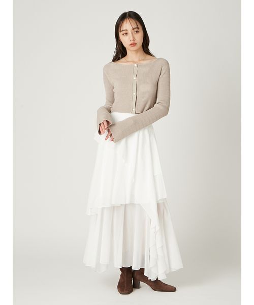 FRAY.I.D ホワイト フレアスカート FRAY I.D（フレイアイディー）の「チンツギャザーフレアスカート