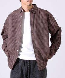 GLOSTER | 【シャツ+Tシャツの2点セット】TC平織 小柄チェックアンサンブル(シャツ/ブラウス)