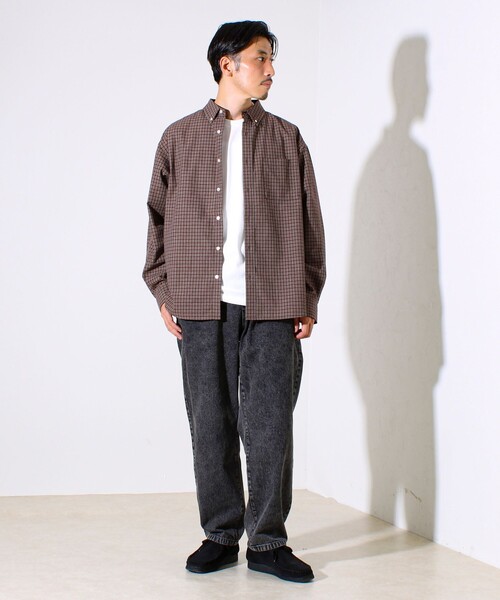 GLOSTER（グロスター）の「【シャツ＋Tシャツの2点セット】TC平織 小柄チェックアンサンブル（シャツ/ブラウス・メンズ・ブラック/ベージュ/ブラウン・M/L/XL）」の4枚目の写真