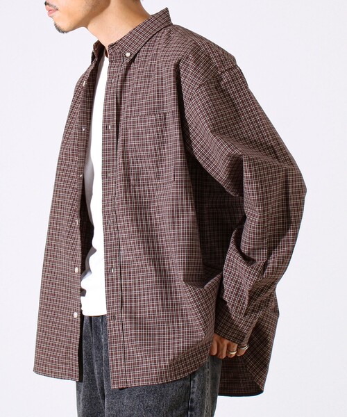 GLOSTER（グロスター）の「【シャツ＋Tシャツの2点セット】TC平織 小柄チェックアンサンブル（シャツ/ブラウス・メンズ・ブラック/ベージュ/ブラウン・M/L/XL）」の6枚目の写真