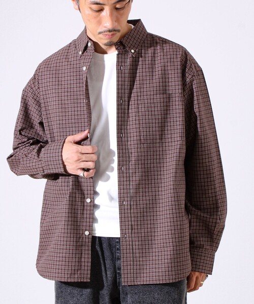 GLOSTER（グロスター）の「【シャツ＋Tシャツの2点セット】TC平織 小柄チェックアンサンブル（シャツ/ブラウス・メンズ・ブラック/ベージュ/ブラウン・M/L/XL）」の10枚目の写真