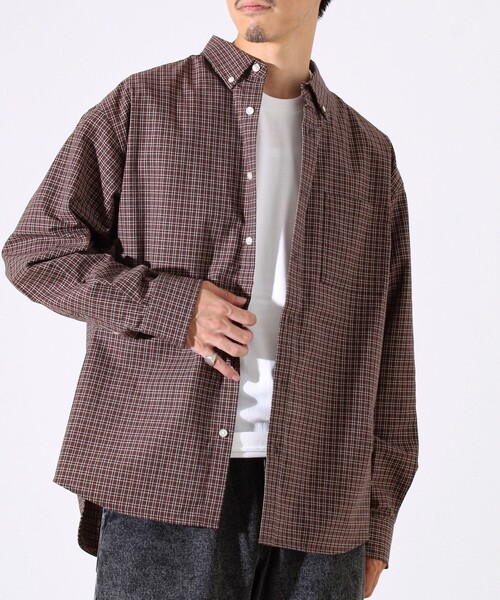 GLOSTER（グロスター）の「【シャツ＋Tシャツの2点セット】TC平織 小柄チェックアンサンブル（シャツ/ブラウス・メンズ・ブラック/ベージュ/ブラウン・M/L/XL）」の11枚目の写真