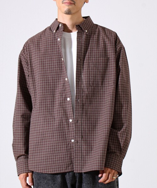 GLOSTER（グロスター）の「【シャツ＋Tシャツの2点セット】TC平織 小柄チェックアンサンブル（シャツ/ブラウス・メンズ・ブラック/ベージュ/ブラウン・M/L/XL）」の12枚目の写真