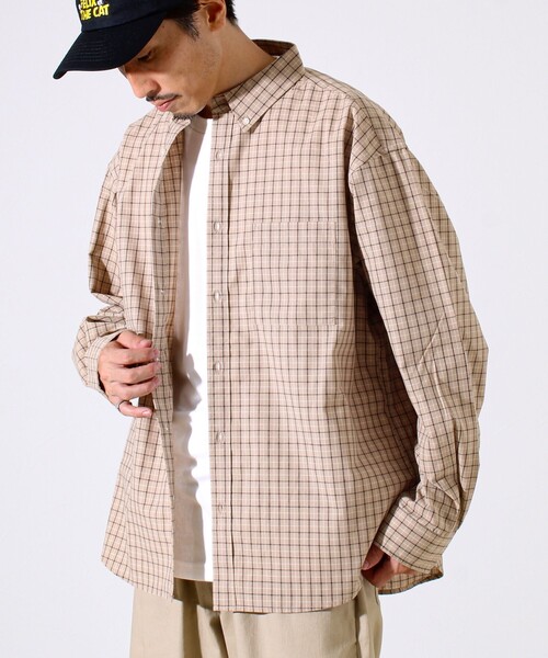 GLOSTER（グロスター）の「【シャツ＋Tシャツの2点セット】TC平織 小柄チェックアンサンブル（シャツ/ブラウス・メンズ・ブラック/ベージュ/ブラウン・M/L/XL）」の22枚目の写真