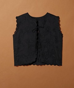 LEPSIM 刺繍ベスト(WHITE) LEPSIM レプシム 刺繍ベスト レースリボンベスト 白 ホワイト