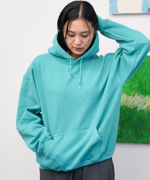TOWNCRAFT(タウンクラフト)の「TOWNCRAFT / タウンクラフト 90S PIGMENT PULL HOODIE ヴィンテージ加工 ピグメントダイ プルオーバーパーカー(パーカー・メンズ・グレー/パープル/ブラック/ブルーグレー/ライトブルー/オリーブ/ターコイズブルー/ライトグリーン/ピンク/ネイビー・MEDIUM/LARGE/X-LARGE/XX-LARGE)」の5枚目の写真