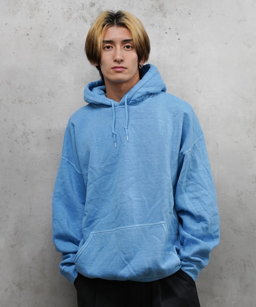 TOWNCRAFT(タウンクラフト)の「TOWNCRAFT / タウンクラフト 90S PIGMENT PULL HOODIE ヴィンテージ加工 ピグメントダイ プルオーバーパーカー(パーカー・メンズ・グレー/パープル/ブラック/ブルーグレー/ライトブルー/オリーブ/ターコイズブルー/ライトグリーン/ピンク/ネイビー・MEDIUM/LARGE/X-LARGE/XX-LARGE)」の6枚目の写真