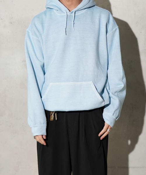 TOWNCRAFT(タウンクラフト)の「TOWNCRAFT / タウンクラフト 90S PIGMENT PULL HOODIE ヴィンテージ加工 ピグメントダイ プルオーバーパーカー(パーカー・メンズ・グレー/パープル/ブラック/ブルーグレー/ライトブルー/オリーブ/ターコイズブルー/ライトグリーン/ピンク/ネイビー・MEDIUM/LARGE/X-LARGE/XX-LARGE)」の21枚目の写真