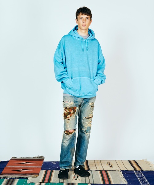 TOWNCRAFT(タウンクラフト)の「TOWNCRAFT / タウンクラフト 90S PIGMENT PULL HOODIE ヴィンテージ加工 ピグメントダイ プルオーバーパーカー(パーカー・メンズ・グレー/パープル/ブラック/ブルーグレー/ライトブルー/オリーブ/ターコイズブルー/ライトグリーン/ピンク/ネイビー・MEDIUM/LARGE/X-LARGE/XX-LARGE)」の14枚目の写真