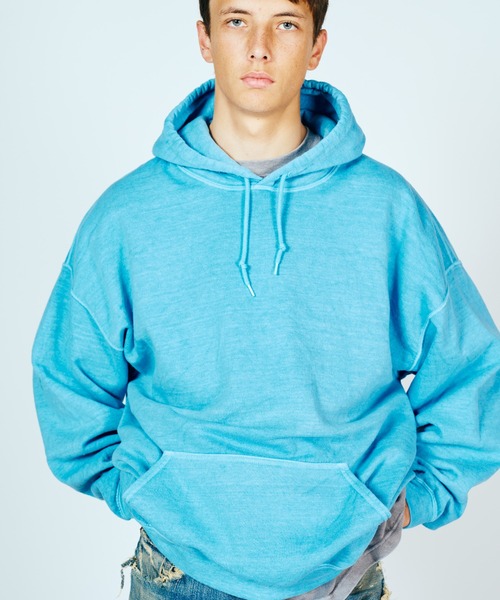 TOWNCRAFT(タウンクラフト)の「TOWNCRAFT / タウンクラフト 90S PIGMENT PULL HOODIE ヴィンテージ加工 ピグメントダイ プルオーバーパーカー(パーカー・メンズ・グレー/パープル/ブラック/ブルーグレー/ライトブルー/オリーブ/ターコイズブルー/ライトグリーン/ピンク/ネイビー・MEDIUM/LARGE/X-LARGE/XX-LARGE)」の15枚目の写真