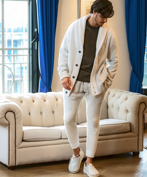 1PIU1UGUALE3  RELAX （ウノピゥウノウグァーレトレ リラックス）の「1PIU1UGUALE3 RELAX(ウノピゥウノウグァーレトレ リラックス)グラデーション ショールカラー ニットカーディガン(保温性/伸縮性)（カーディガン/ボレロ・メンズ・ブラック/ホワイト・S/M/L/XL）」の11枚目の写真