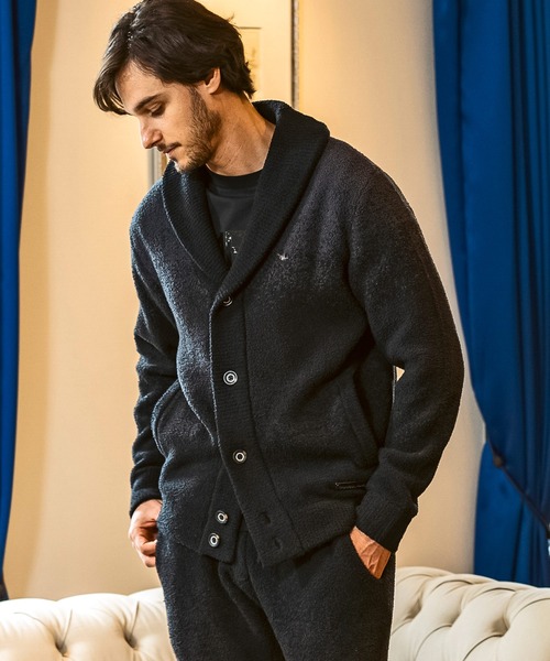 1PIU1UGUALE3  RELAX （ウノピゥウノウグァーレトレ リラックス）の「1PIU1UGUALE3 RELAX(ウノピゥウノウグァーレトレ リラックス)グラデーション ショールカラー ニットカーディガン(保温性/伸縮性)（カーディガン/ボレロ・メンズ・ブラック/ホワイト・S/M/L/XL）」の15枚目の写真