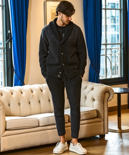 1PIU1UGUALE3  RELAX （ウノピゥウノウグァーレトレ リラックス）の「1PIU1UGUALE3 RELAX(ウノピゥウノウグァーレトレ リラックス)グラデーション ショールカラー ニットカーディガン(保温性/伸縮性)（カーディガン/ボレロ・メンズ・ブラック/ホワイト・S/M/L/XL）」の20枚目の写真