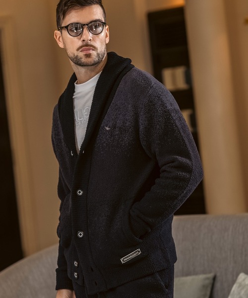 1PIU1UGUALE3  RELAX （ウノピゥウノウグァーレトレ リラックス）の「1PIU1UGUALE3 RELAX(ウノピゥウノウグァーレトレ リラックス)グラデーション ショールカラー ニットカーディガン(保温性/伸縮性)（カーディガン/ボレロ・メンズ・ブラック/ホワイト・S/M/L/XL）」の21枚目の写真