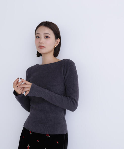 NATURAL BEAUTY BASIC(ナチュラルビューティーベーシック)の「◇ボートネックモールリブニット(ニット/セーター・レディース・チャコールグレー/ベージュ/マスタード・FREE)」の10枚目の写真