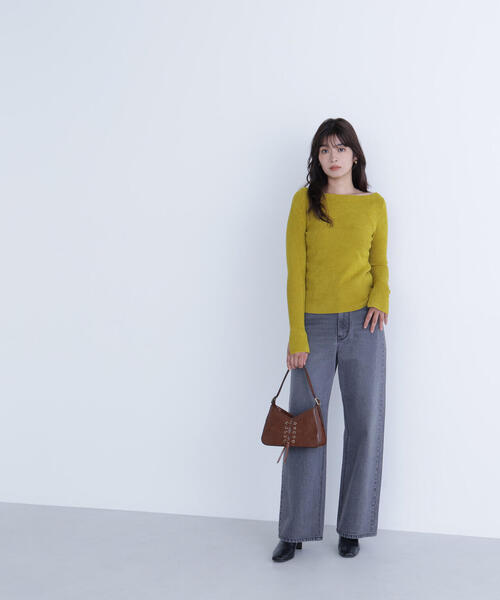 NATURAL BEAUTY BASIC(ナチュラルビューティーベーシック)の「◇ボートネックモールリブニット(ニット/セーター・レディース・チャコールグレー/ベージュ/マスタード・FREE)」の21枚目の写真
