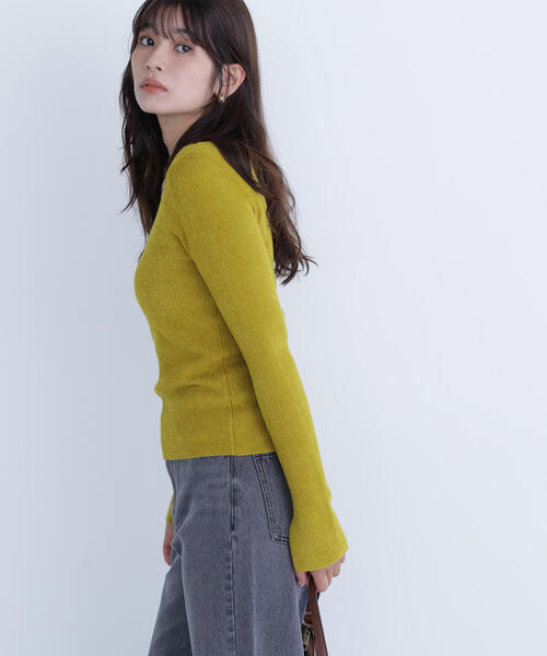NATURAL BEAUTY BASIC(ナチュラルビューティーベーシック)の「◇ボートネックモールリブニット(ニット/セーター・レディース・チャコールグレー/ベージュ/マスタード・FREE)」の3枚目の写真