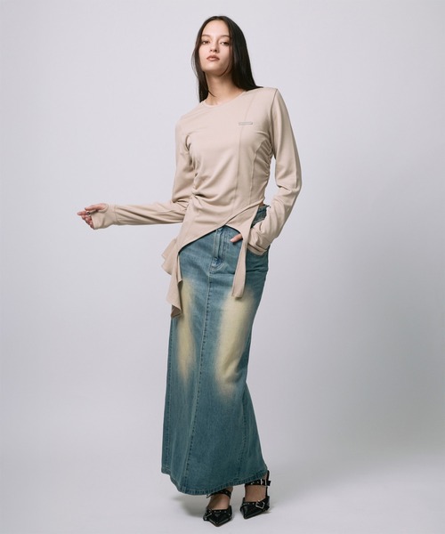 led.tokyo（レッドトウキョウ）の「【led.tokyo】ASYMMETRY FRILL TOPS/アシンメトリーフリルトップス（Tシャツ/カットソー・レディース・チャコールグレー/ブラック/ベージュ・FREE）」の18枚目の写真