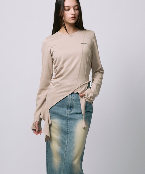 led.tokyo（レッドトウキョウ）の「【led.tokyo】ASYMMETRY FRILL TOPS/アシンメトリーフリルトップス（Tシャツ/カットソー・レディース・チャコールグレー/ブラック/ベージュ・FREE）」の20枚目の写真