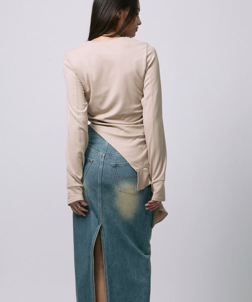 led.tokyo（レッドトウキョウ）の「【led.tokyo】ASYMMETRY FRILL TOPS/アシンメトリーフリルトップス（Tシャツ/カットソー・レディース・チャコールグレー/ブラック/ベージュ・FREE）」の22枚目の写真