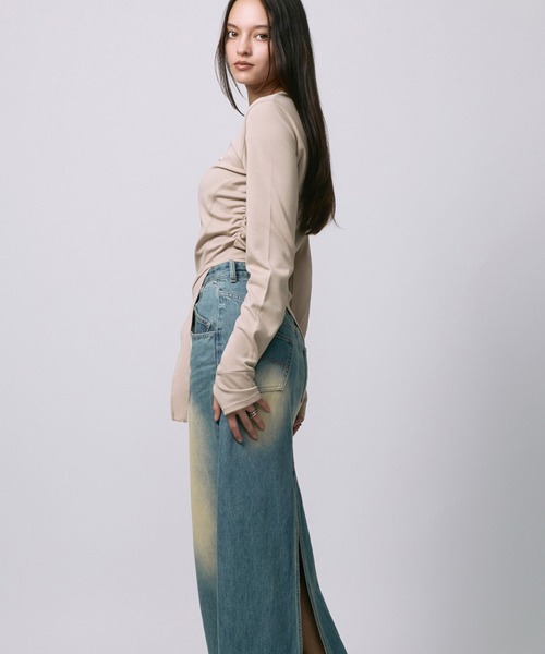 led.tokyo（レッドトウキョウ）の「【led.tokyo】ASYMMETRY FRILL TOPS/アシンメトリーフリルトップス（Tシャツ/カットソー・レディース・チャコールグレー/ブラック/ベージュ・FREE）」の21枚目の写真