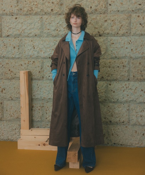 N.（N. Natural Beauty Basic）（エヌエヌナチュラルビューティーベーシック）の「【PS/低身長サイズ】フェイクスウェードロングトレンチコート（トレンチコート・レディース・ブラウン・MEDIUM/P/S）」の2枚目の写真