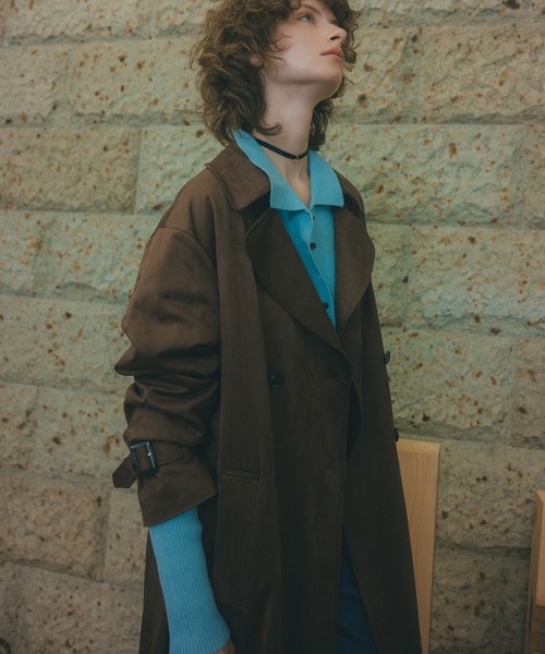 N.（N. Natural Beauty Basic）（エヌエヌナチュラルビューティーベーシック）の「【PS/低身長サイズ】フェイクスウェードロングトレンチコート（トレンチコート・レディース・ブラウン・MEDIUM/P/S）」の3枚目の写真