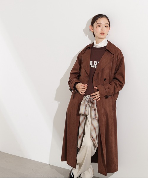 N.（N. Natural Beauty Basic）（エヌエヌナチュラルビューティーベーシック）の「【PS/低身長サイズ】フェイクスウェードロングトレンチコート（トレンチコート・レディース・ブラウン・MEDIUM/P/S）」の4枚目の写真
