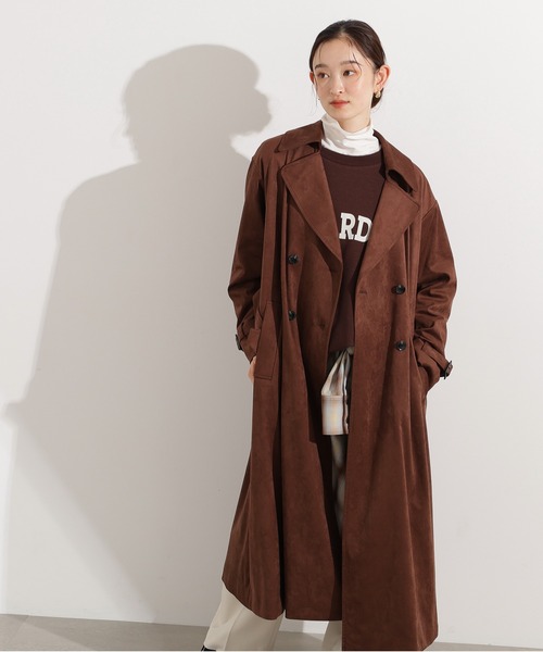 N.（N. Natural Beauty Basic）（エヌエヌナチュラルビューティーベーシック）の「【PS/低身長サイズ】フェイクスウェードロングトレンチコート（トレンチコート・レディース・ブラウン・MEDIUM/P/S）」の5枚目の写真