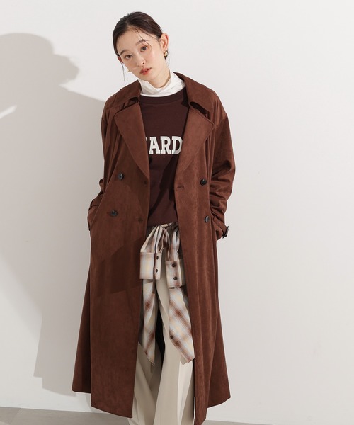 N.（N. Natural Beauty Basic）（エヌエヌナチュラルビューティーベーシック）の「【PS/低身長サイズ】フェイクスウェードロングトレンチコート（トレンチコート・レディース・ブラウン・MEDIUM/P/S）」の6枚目の写真