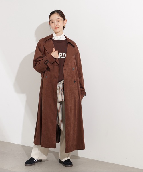N.（N. Natural Beauty Basic）（エヌエヌナチュラルビューティーベーシック）の「【PS/低身長サイズ】フェイクスウェードロングトレンチコート（トレンチコート・レディース・ブラウン・MEDIUM/P/S）」の7枚目の写真
