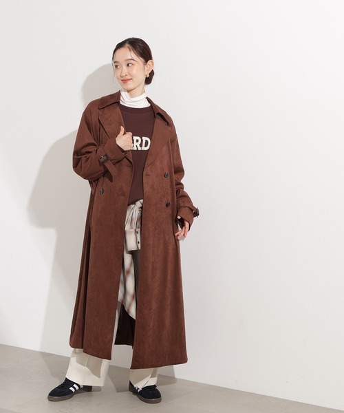 N.（N. Natural Beauty Basic）（エヌエヌナチュラルビューティーベーシック）の「【PS/低身長サイズ】フェイクスウェードロングトレンチコート（トレンチコート・レディース・ブラウン・MEDIUM/P/S）」の8枚目の写真