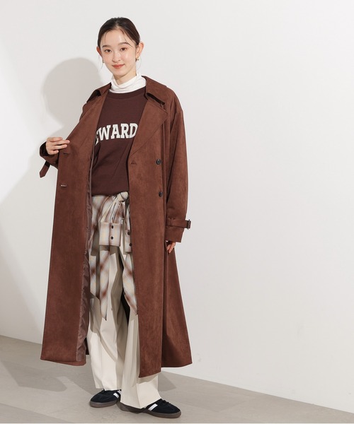N.（N. Natural Beauty Basic）（エヌエヌナチュラルビューティーベーシック）の「【PS/低身長サイズ】フェイクスウェードロングトレンチコート（トレンチコート・レディース・ブラウン・MEDIUM/P/S）」の9枚目の写真