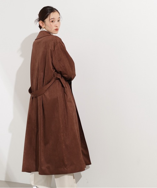 N.（N. Natural Beauty Basic）（エヌエヌナチュラルビューティーベーシック）の「【PS/低身長サイズ】フェイクスウェードロングトレンチコート（トレンチコート・レディース・ブラウン・MEDIUM/P/S）」の10枚目の写真