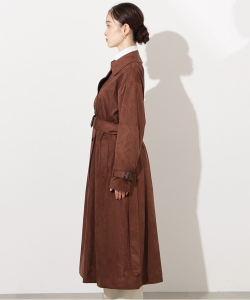 N.（N. Natural Beauty Basic）（エヌエヌナチュラルビューティーベーシック）の「【PS/低身長サイズ】フェイクスウェードロングトレンチコート（トレンチコート・レディース・ブラウン・MEDIUM/P/S）」の12枚目の写真