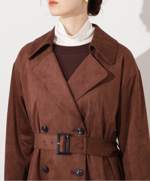 N.（N. Natural Beauty Basic）（エヌエヌナチュラルビューティーベーシック）の「【PS/低身長サイズ】フェイクスウェードロングトレンチコート（トレンチコート・レディース・ブラウン・MEDIUM/P/S）」の14枚目の写真