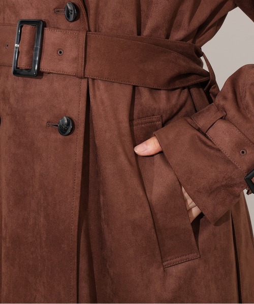 N.（N. Natural Beauty Basic）（エヌエヌナチュラルビューティーベーシック）の「【PS/低身長サイズ】フェイクスウェードロングトレンチコート（トレンチコート・レディース・ブラウン・MEDIUM/P/S）」の16枚目の写真