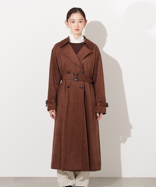 N.（N. Natural Beauty Basic）（エヌエヌナチュラルビューティーベーシック）の「【PS/低身長サイズ】フェイクスウェードロングトレンチコート（トレンチコート・レディース・ブラウン・MEDIUM/P/S）」の11枚目の写真