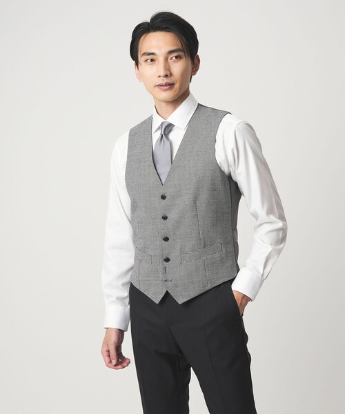green label relaxing（グリーンレーベルリラクシング）の「TW 柄 5B オッドベスト（スーツベスト・メンズ・グレー系/ネイビー・XL/L/M/S）」の2枚目の写真