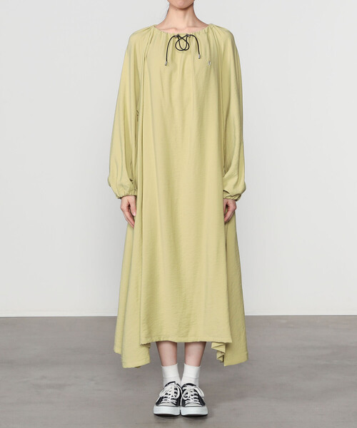 GYMPHLEX（ジムフレックス）の「Gymphlex | ネックギャザー 長袖ワンピース WOMEN（ワンピース・レディース・ダークネイビー/イエロー系その他・14）」の18枚目の写真