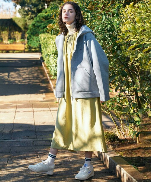 GYMPHLEX（ジムフレックス）の「Gymphlex | ネックギャザー 長袖ワンピース WOMEN（ワンピース・レディース・ダークネイビー/イエロー系その他・14）」の8枚目の写真