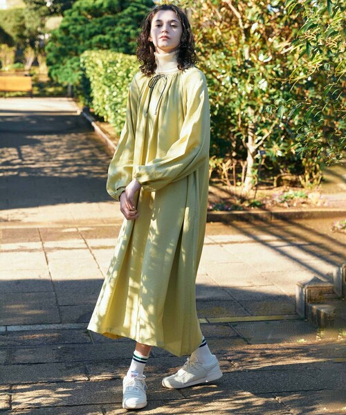 Gymphlex | ネックギャザー 長袖ワンピース WOMEN（ワンピース