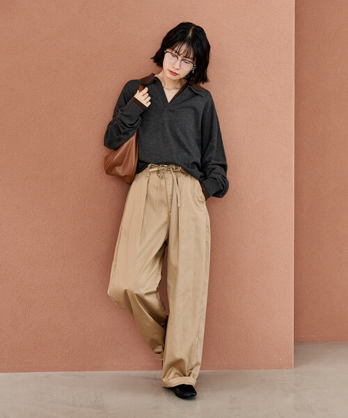 FREAK'S STORE（フリークスストア）の「＜新色追加＞ウォッシャブル コンパクト スキッパー ポロニット/ポロ襟/襟付きニット（ニット/セーター・レディース・チャコール/その他1/その他2/レッド/ライトグレー/その他/ピンク・SMALL/MEDIUM）」の8枚目の写真